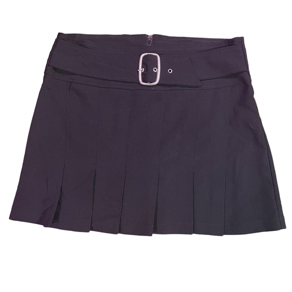 SUZY SHIER BLACK BOX PLEATED BUCKLE WAIST SKIRT SIZE 9/10 - Picture 2 of 9